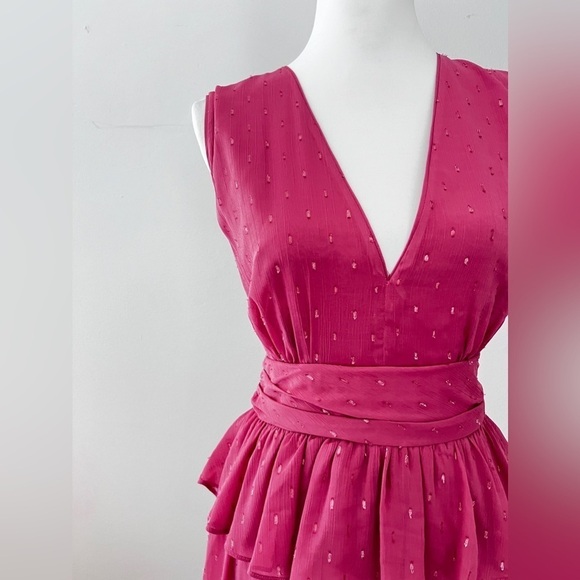 LDT Pink Chiffon Peplum Gown Size 6 - Picture 5 of 14